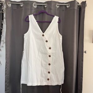 Warp & Weft white mini dress with tie waist